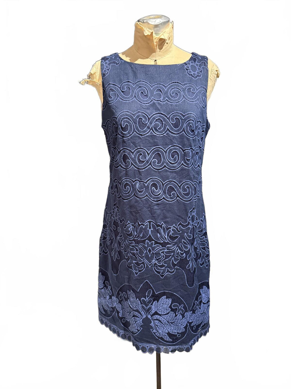 Eliza J Sleeveless Navy Blue Embroidered Dress