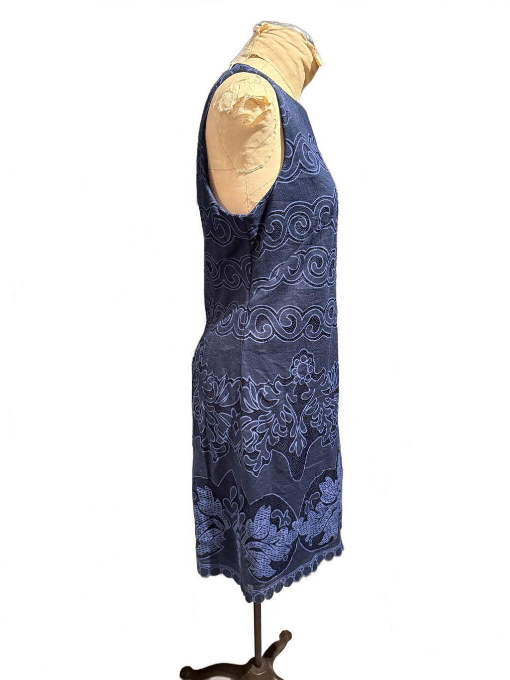 Eliza J Sleeveless Navy Blue Embroidered Dress