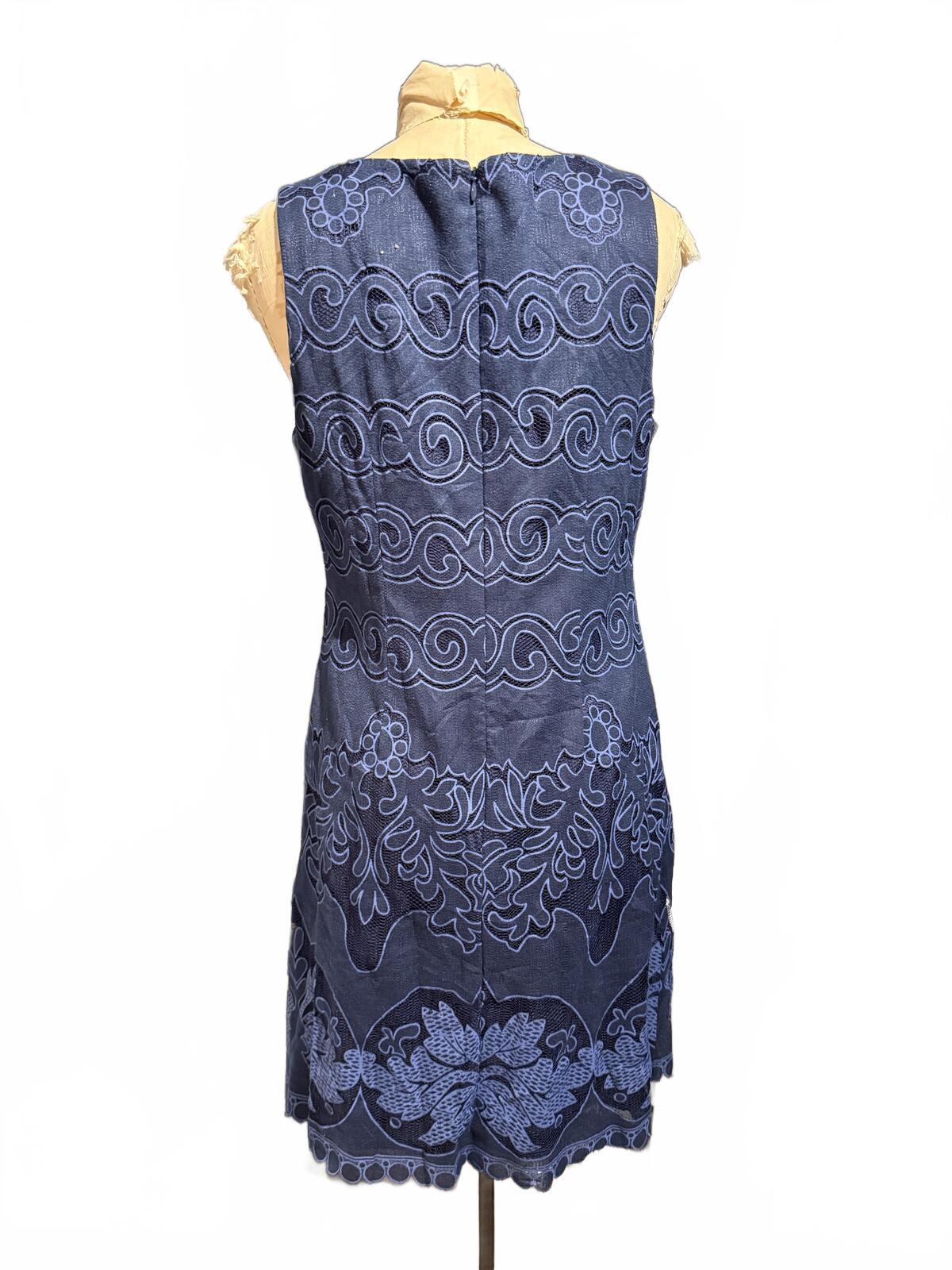Eliza J Sleeveless Navy Blue Embroidered Dress