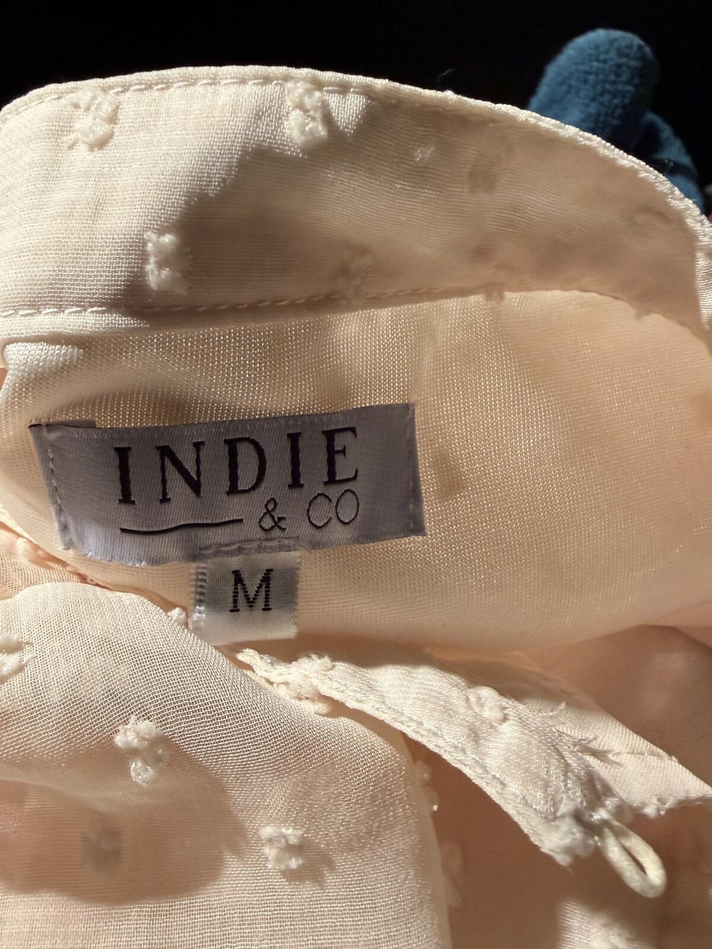Indie & Co. Cream Swiss Dot Midi Dress with Puff Sleeves