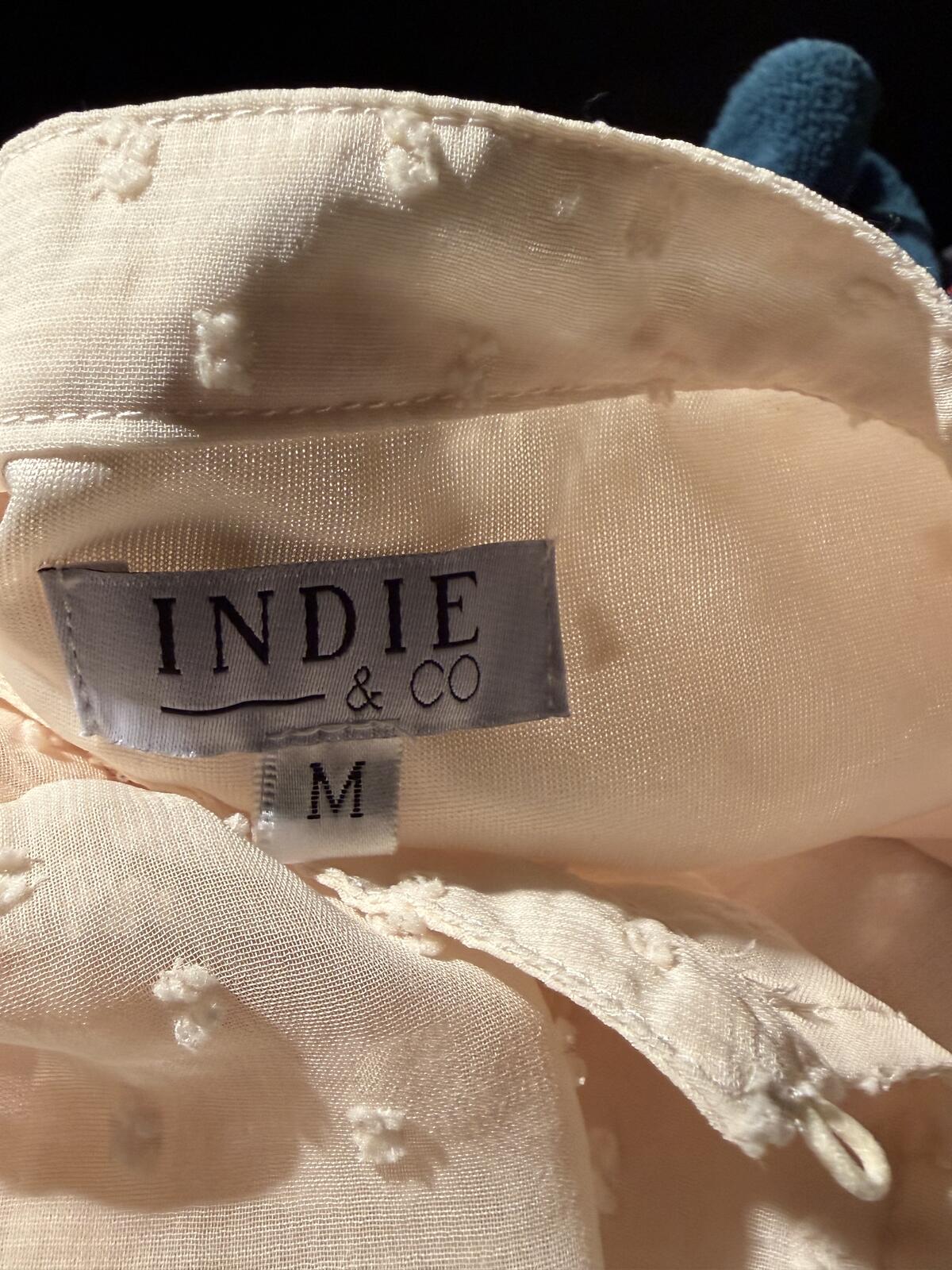 Indie & Co. Cream Swiss Dot Midi Dress with Puff Sleeves
