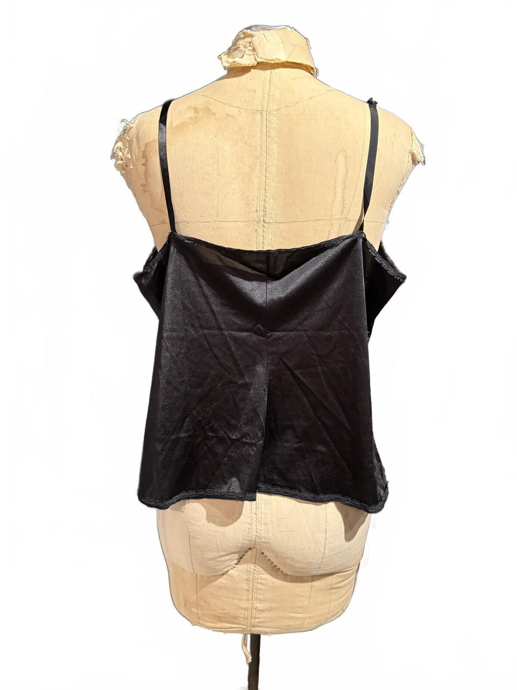 Vanity Fair Vintage Black Satin Camisole Top with Adjustable Straps