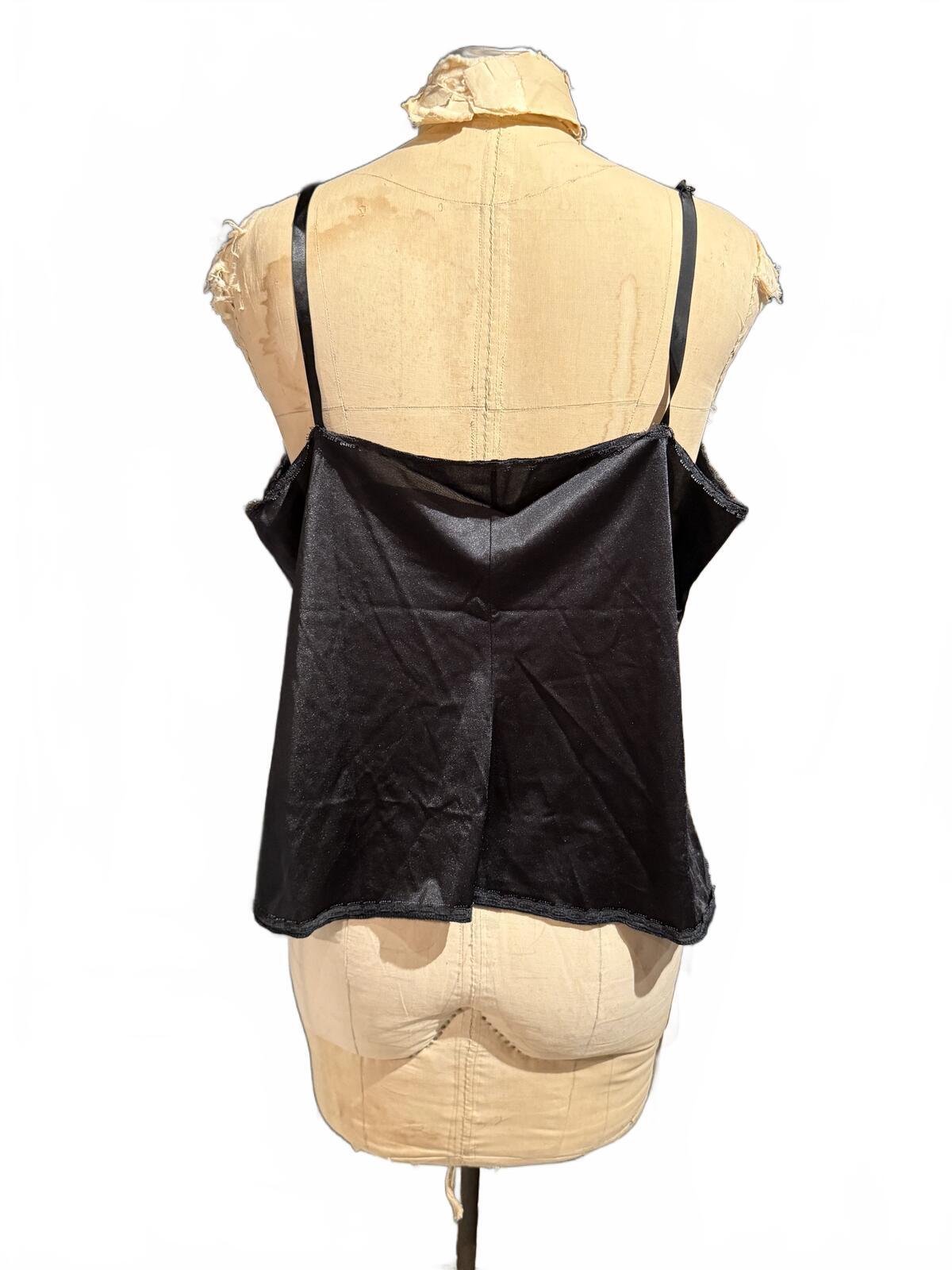 Vanity Fair Vintage Black Satin Camisole Top with Adjustable Straps