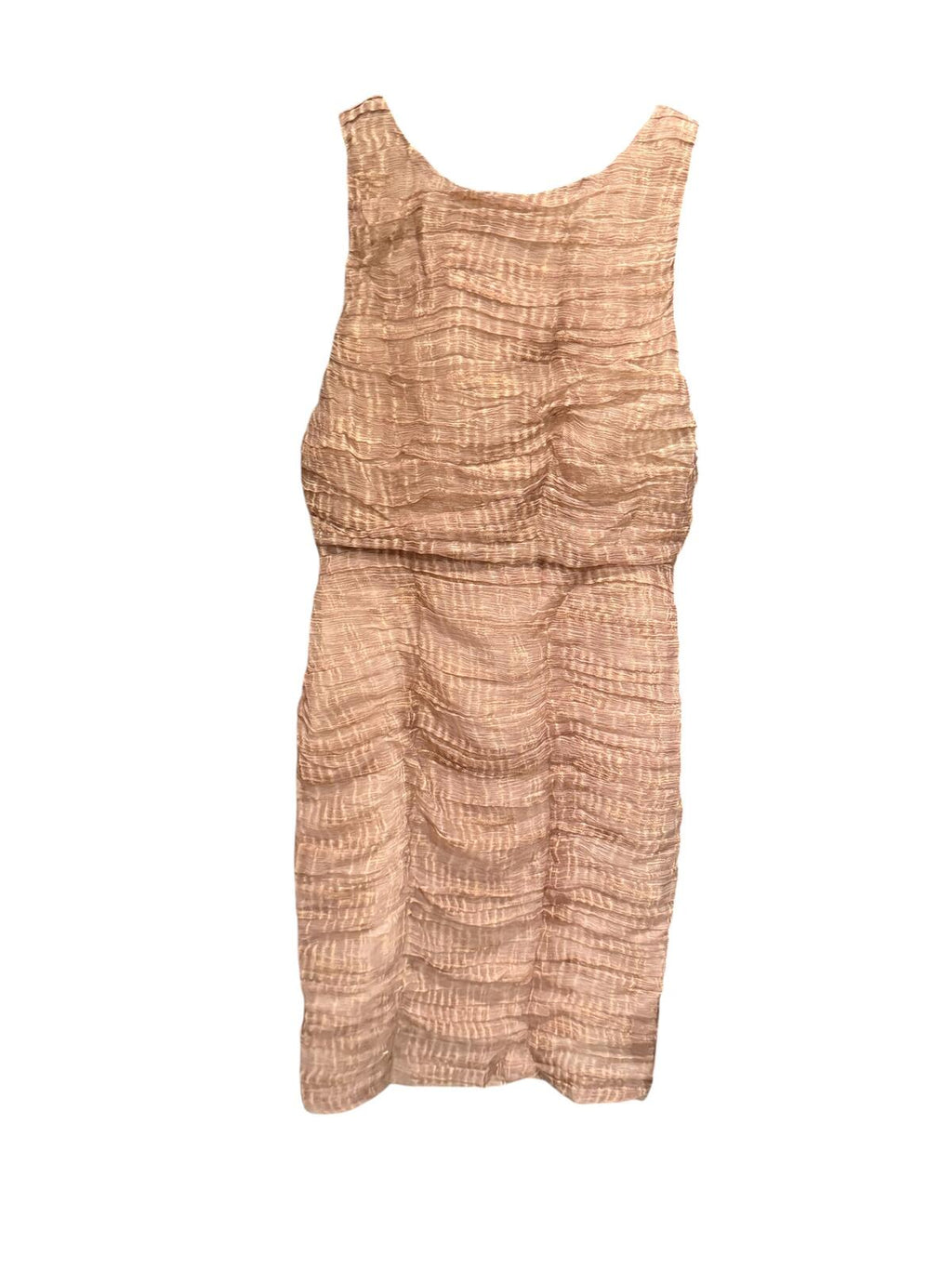 alice + olivia Textured Beige Sleeveless Silk Dress with Back ZIp