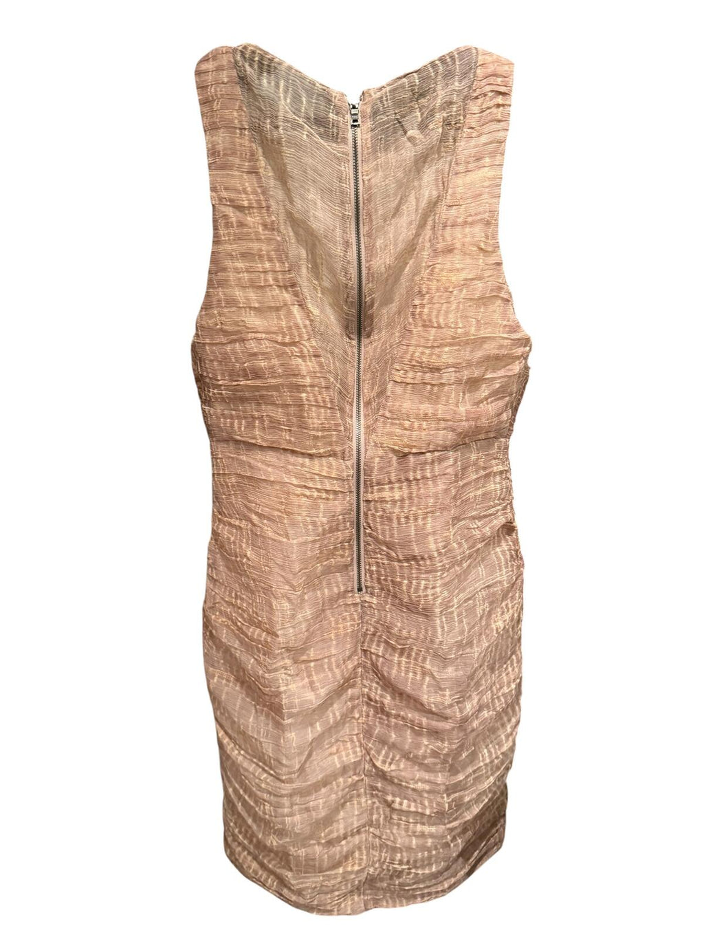 alice + olivia Textured Beige Sleeveless Silk Dress with Back ZIp