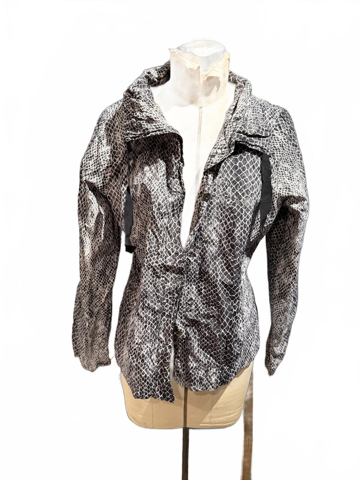 Chico’s Gray and Black Snakeskin Patterned Long Sleeve Jacket
