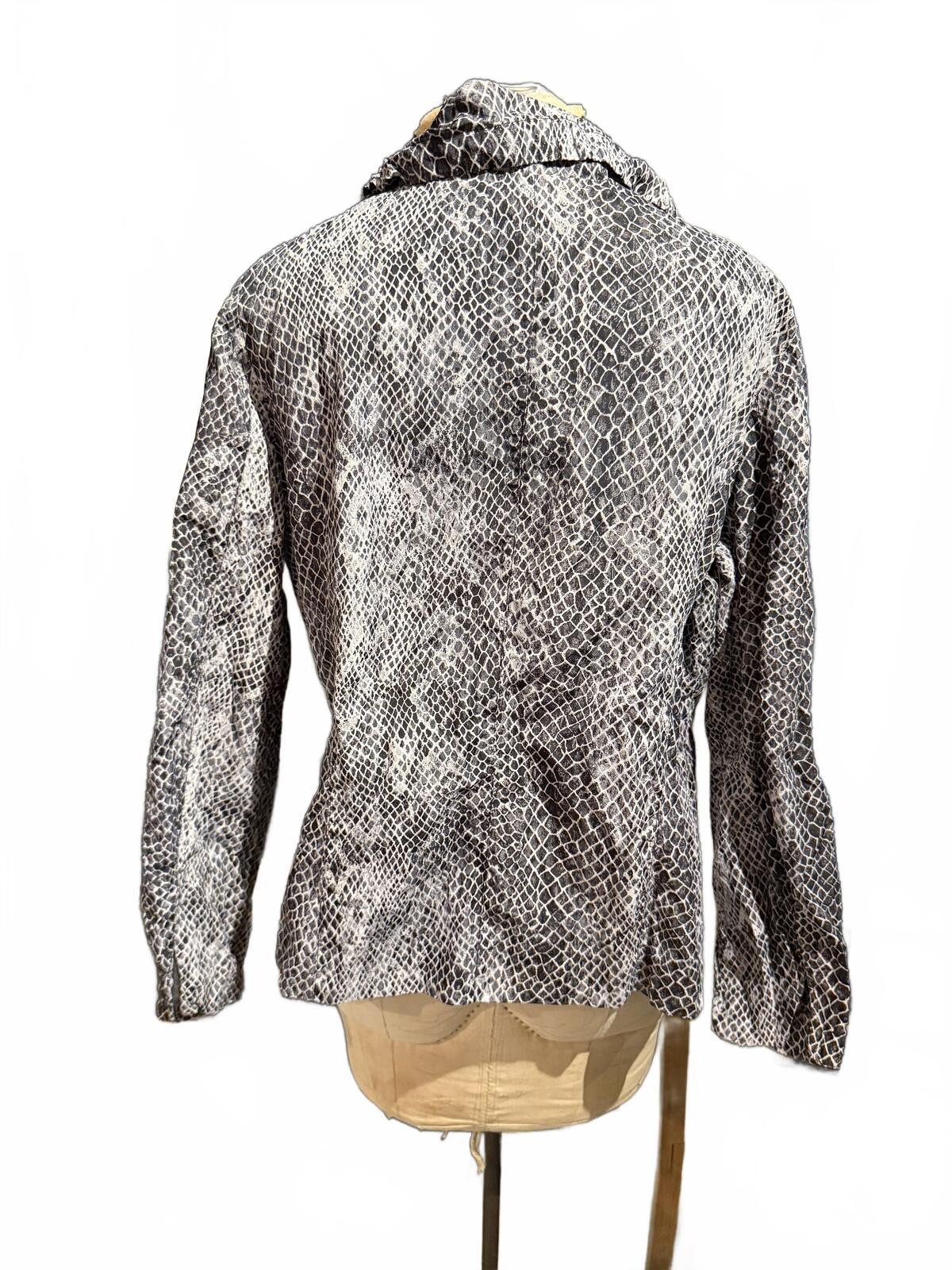 Chico’s Gray and Black Snakeskin Patterned Long Sleeve Jacket