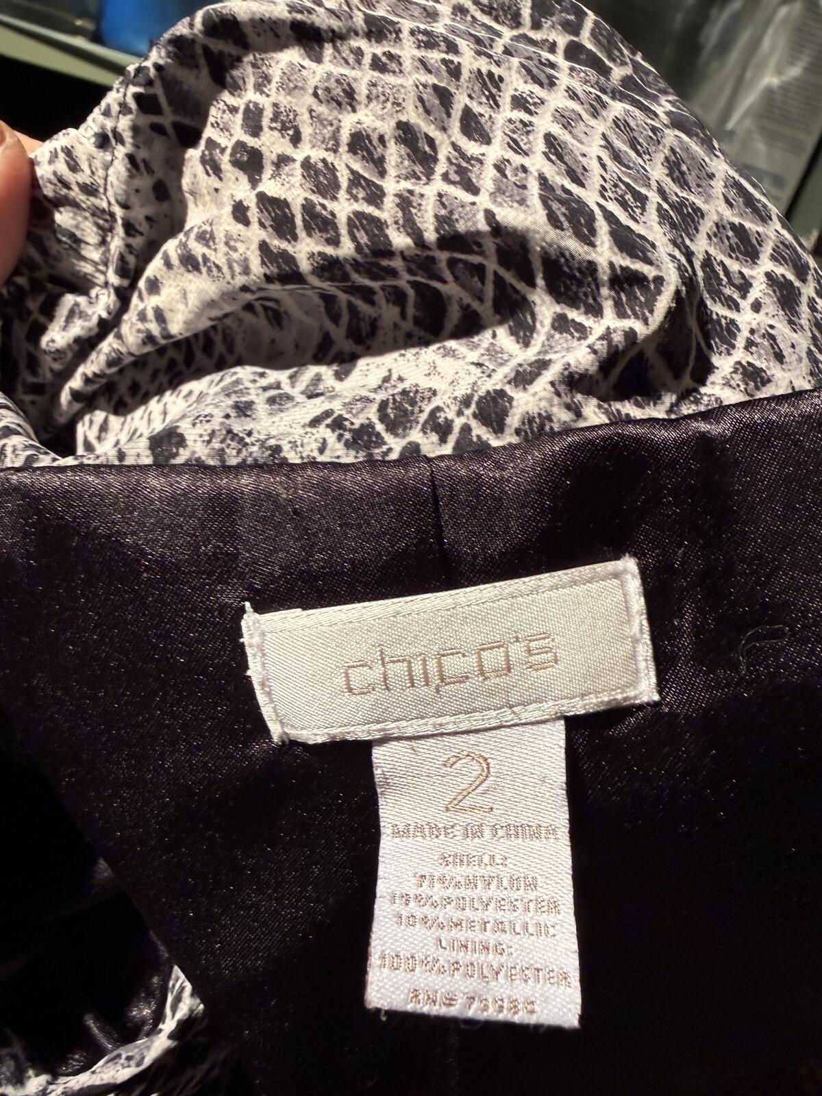 Chico’s Gray and Black Snakeskin Patterned Long Sleeve Jacket