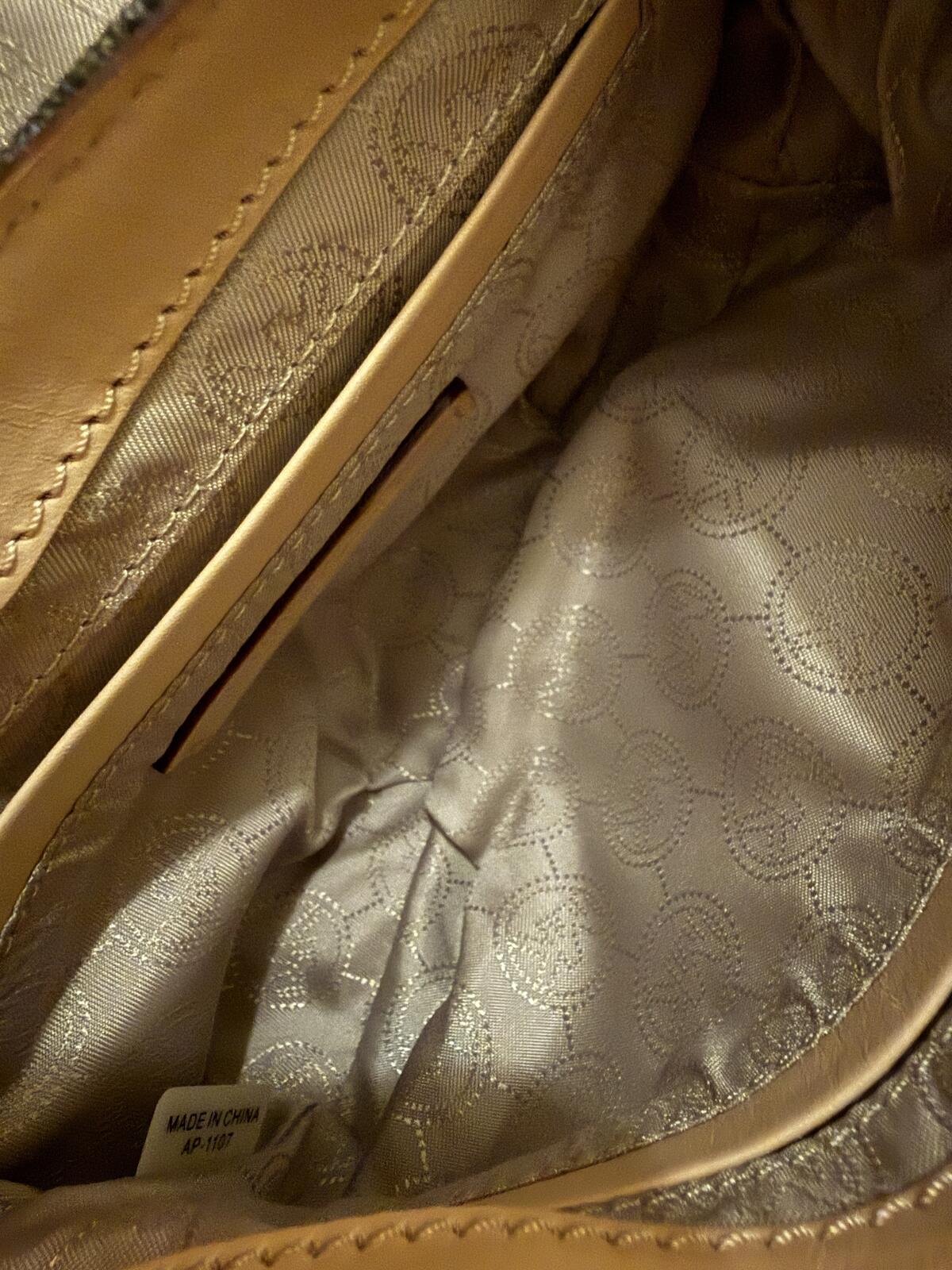 Michael Kors Brown Monogram Crossbody Bag with Gold Hardware