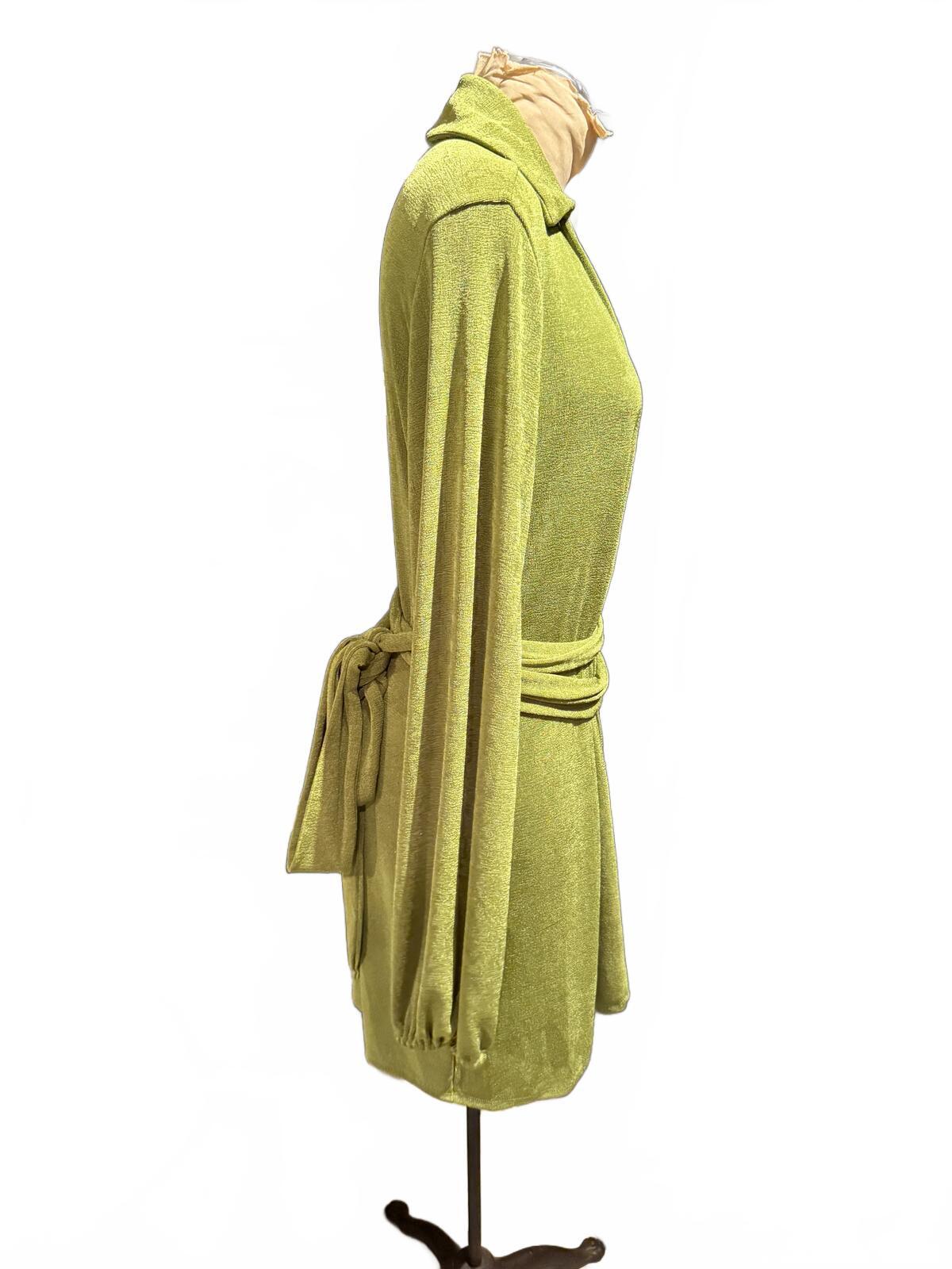Princess Polly Light Green Long Sleeve Wrap Dress with Belt