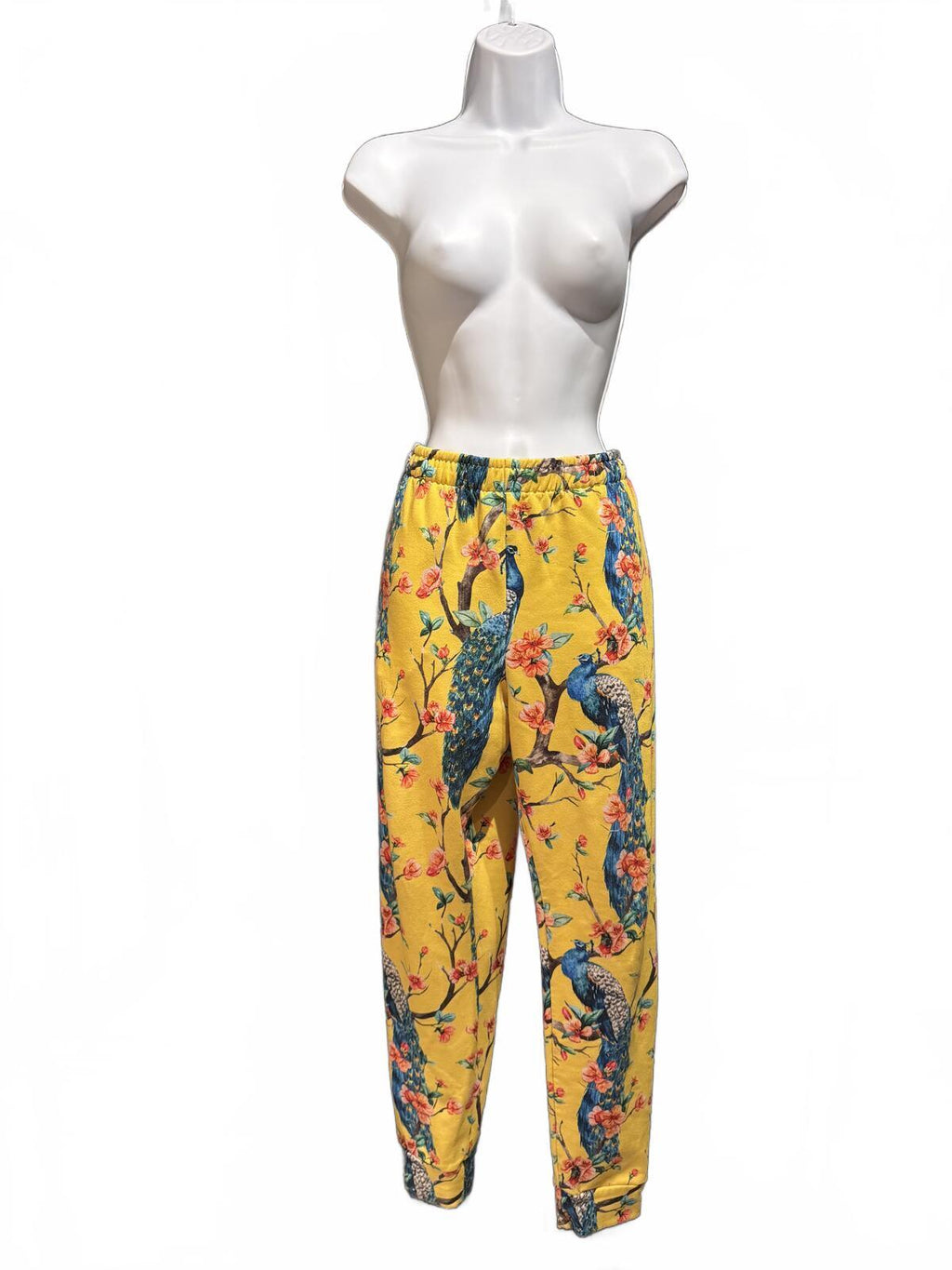 Yellow Peacock Print Sweatpants