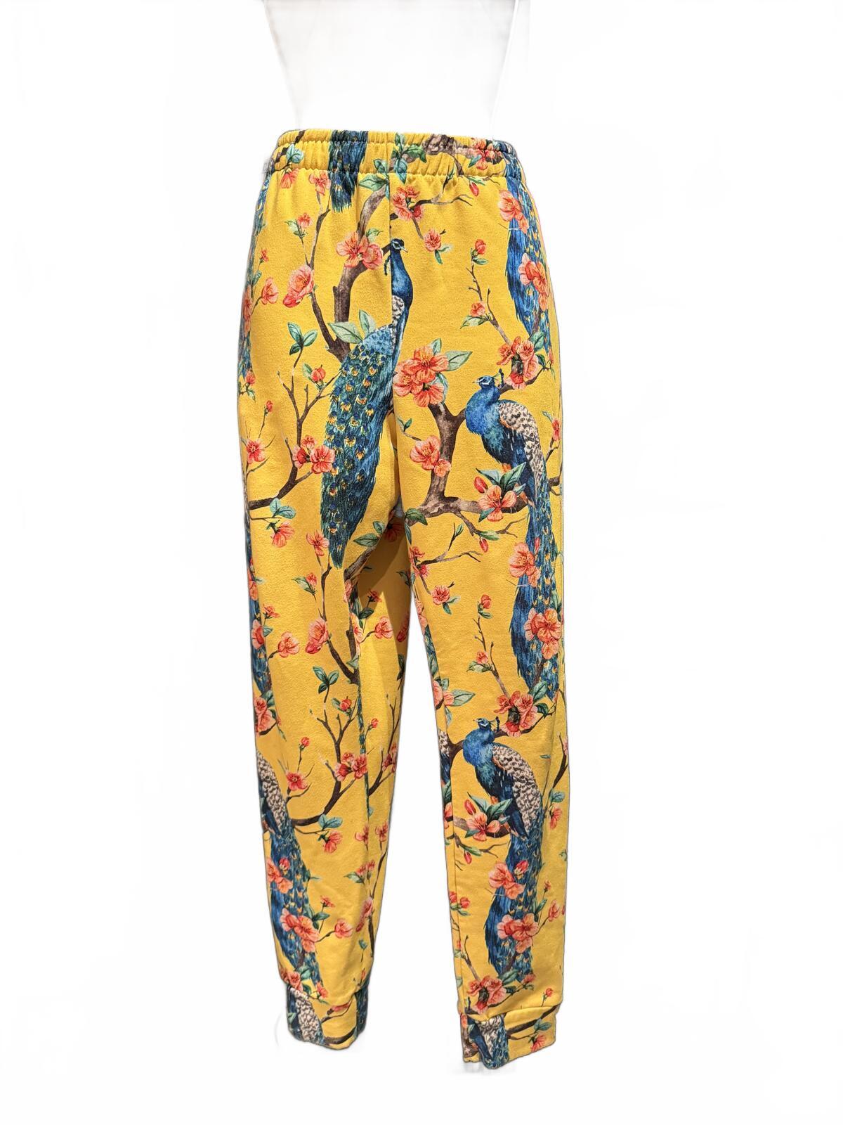 Yellow Peacock Print Sweatpants