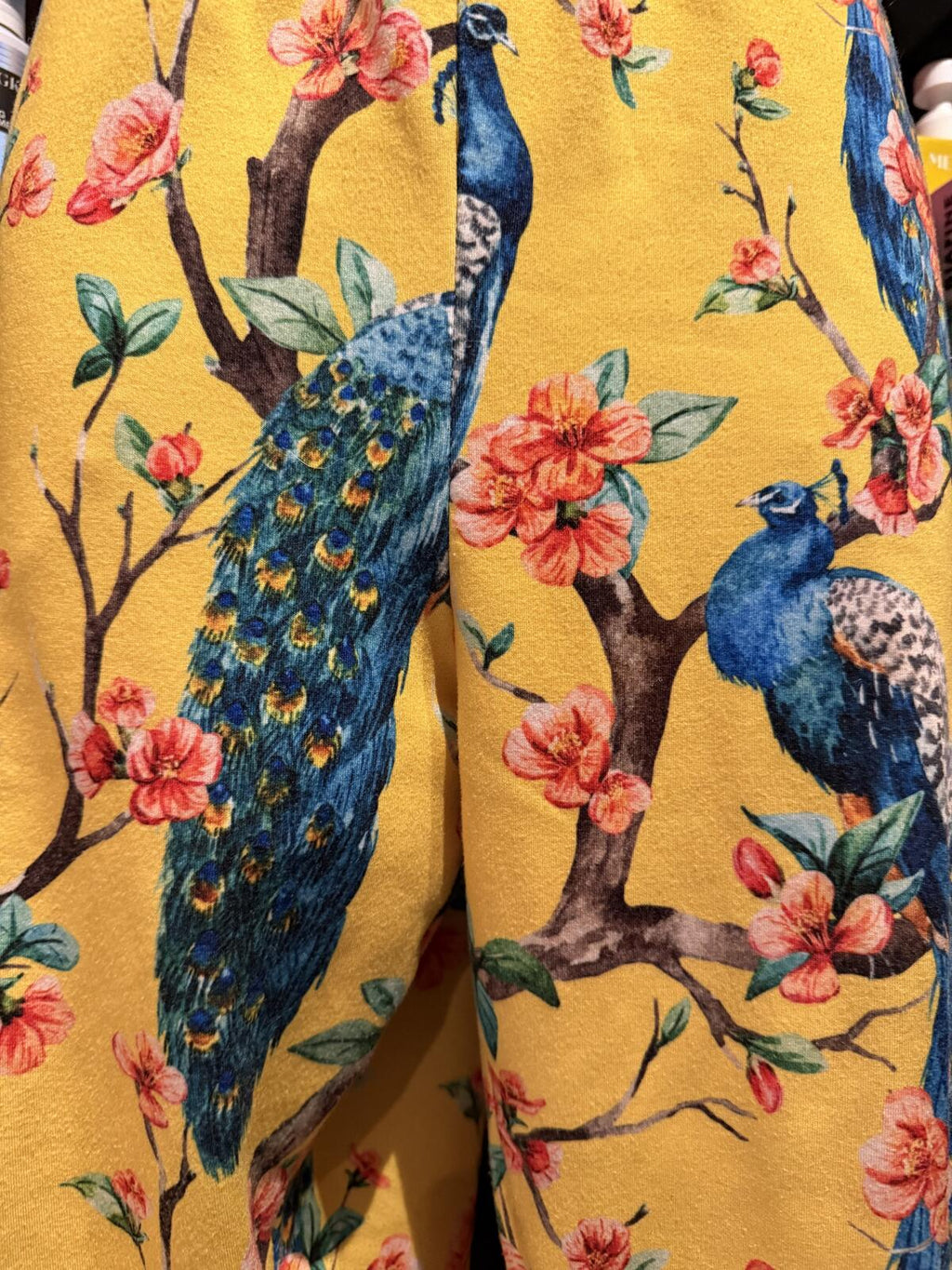 Yellow Peacock Print Sweatpants