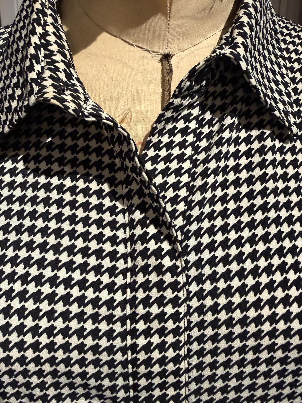 Ralph Lauren Black and White Houndstooth Long Sleeve Dress