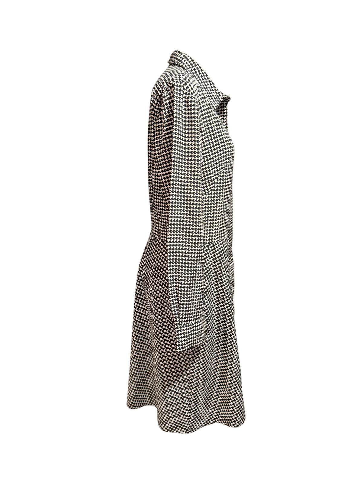 Ralph Lauren Black and White Houndstooth Long Sleeve Dress