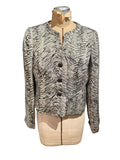 Kasper Vintage Long Sleeve Buttoned Jacket with Abstract Zebra Pattern