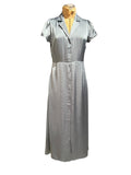 Wilfred Elegant Silver-Gray Button-Down Midi Dress with Short Sleeves