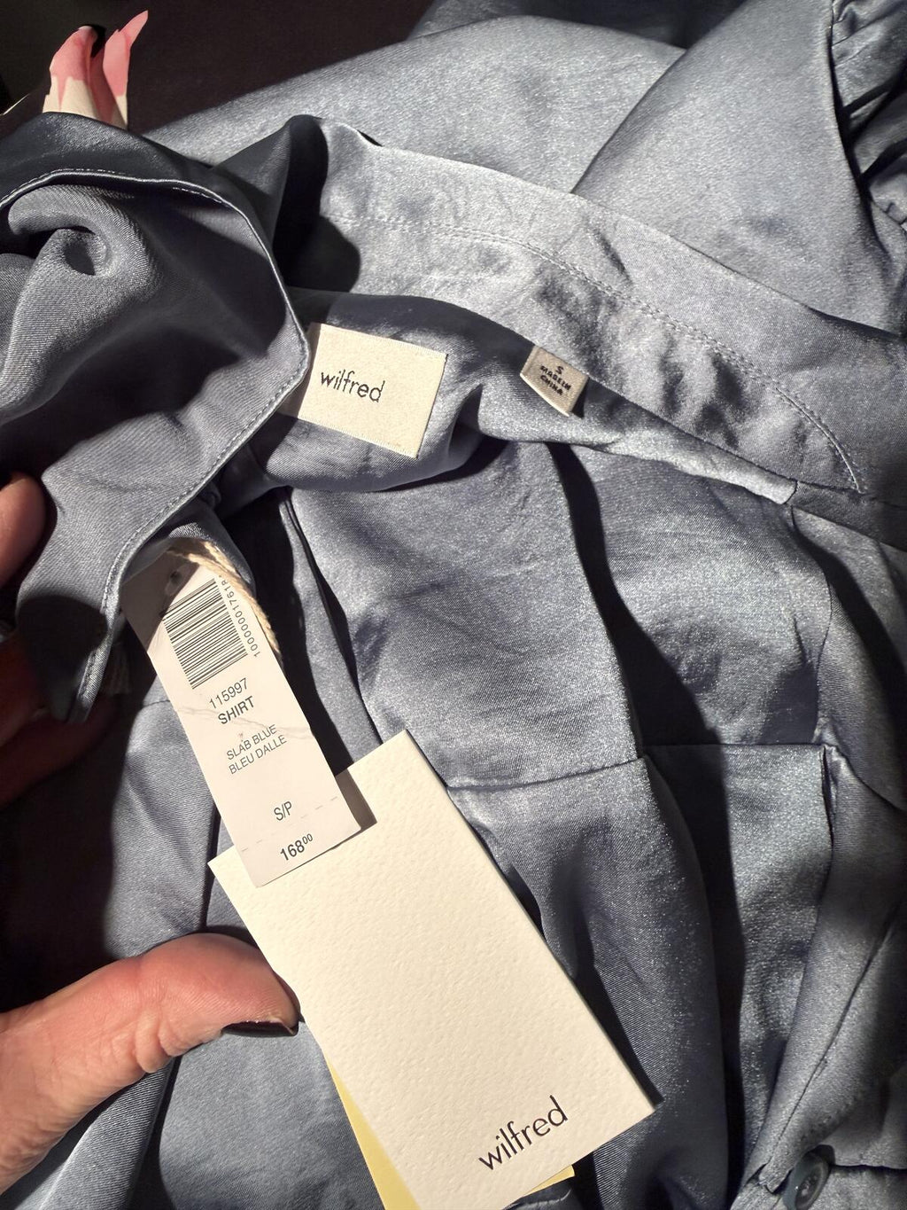 Wilfred Elegant Silver-Gray Button-Down Midi Dress with Short Sleeves