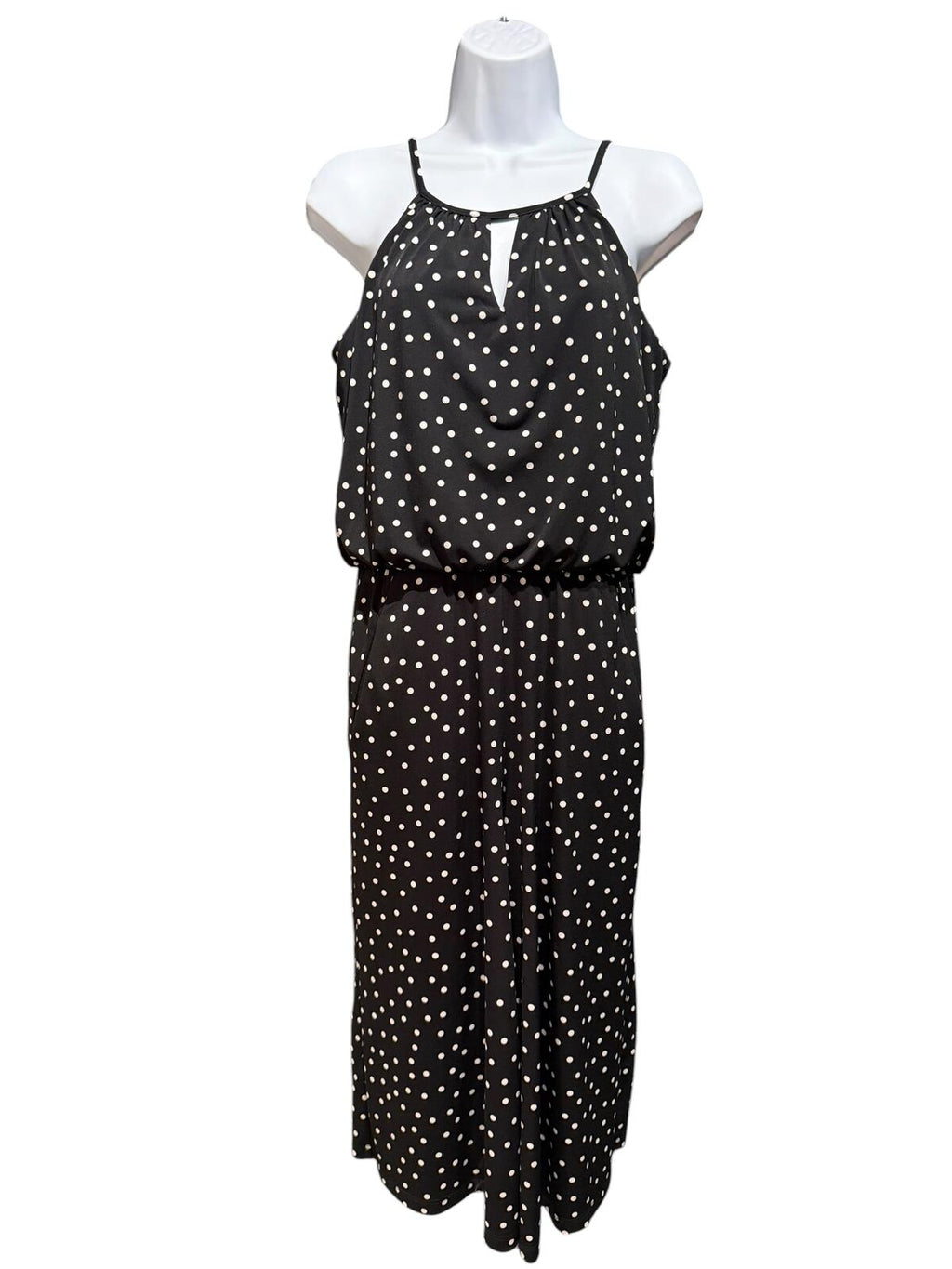 London Style Collection Black Polka Dot Wide Leg Jumpsuit