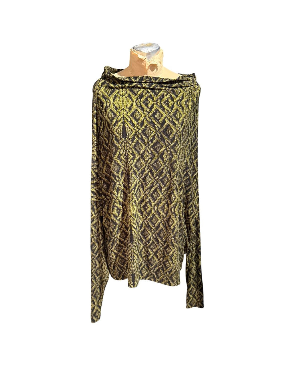 KamaliKulture Norma Kamala Geometric Pattern Long Sleeve Top with Boat Neck