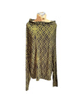 KamaliKulture Norma Kamala Geometric Pattern Long Sleeve Top with Boat Neck