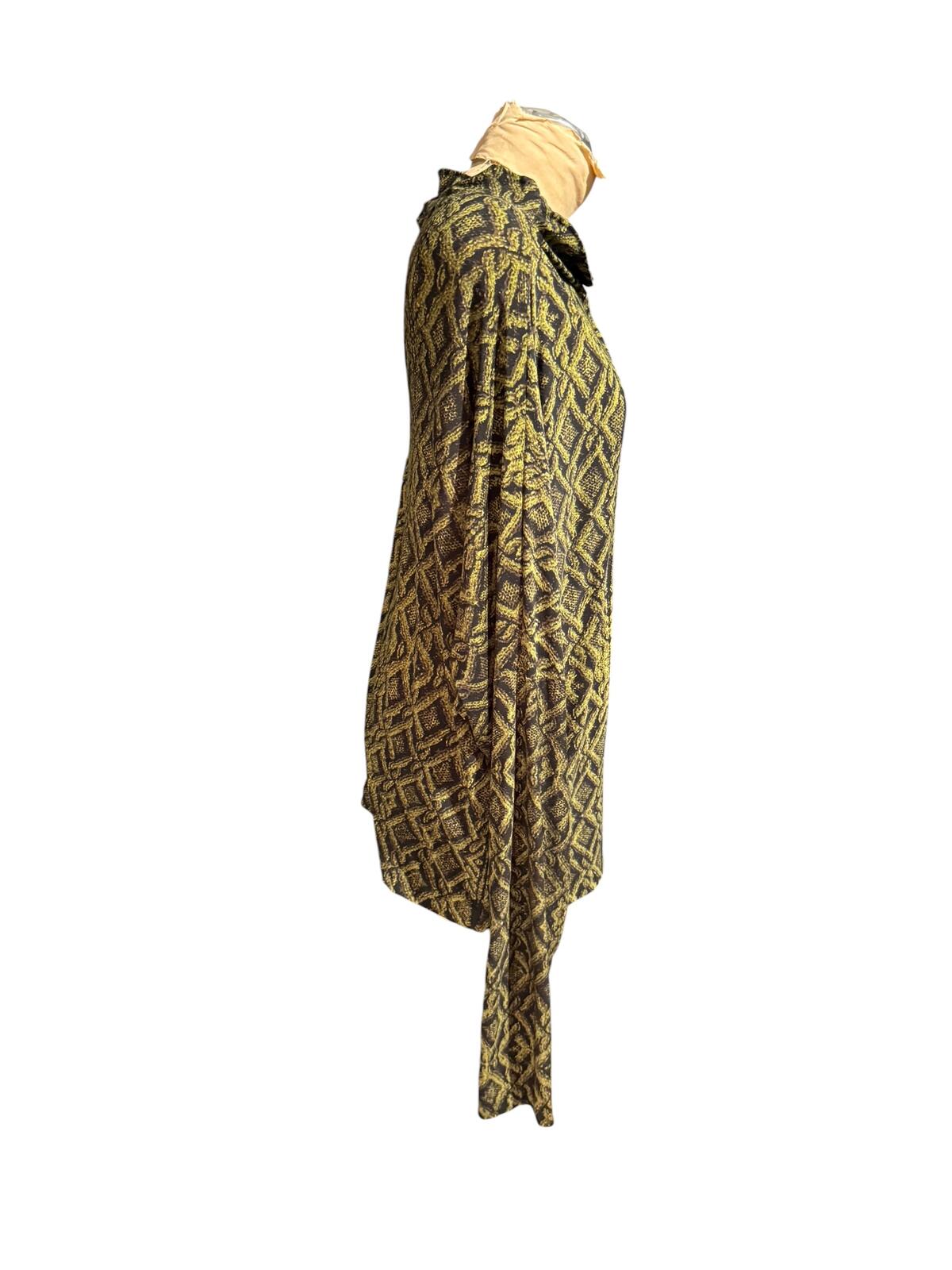 KamaliKulture Norma Kamala Geometric Pattern Long Sleeve Top with Boat Neck