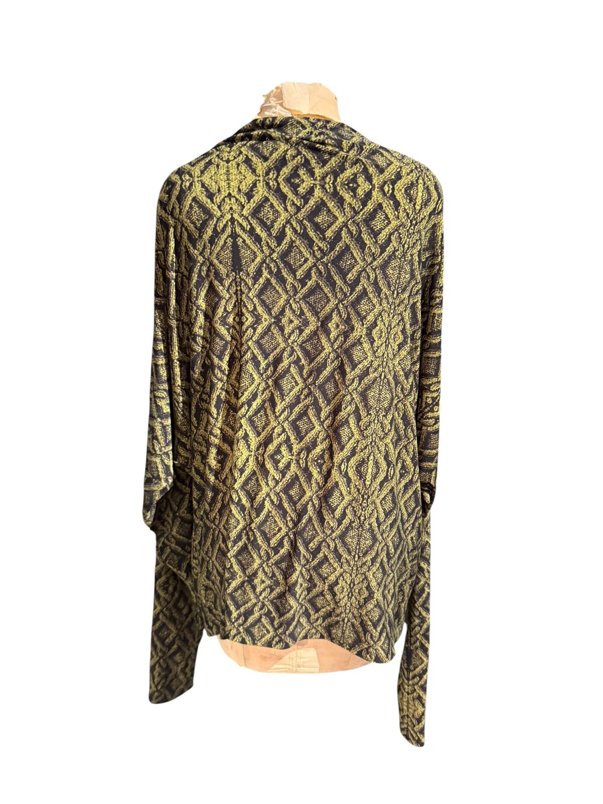 KamaliKulture Norma Kamala Geometric Pattern Long Sleeve Top with Boat Neck