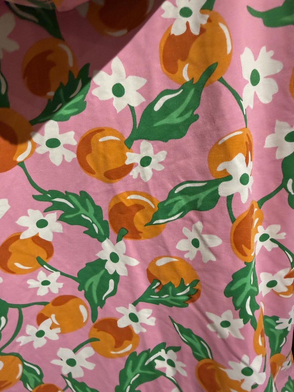 Draper James Pink Floral Zip-Up Hoodie with Orange Fruit Pattern