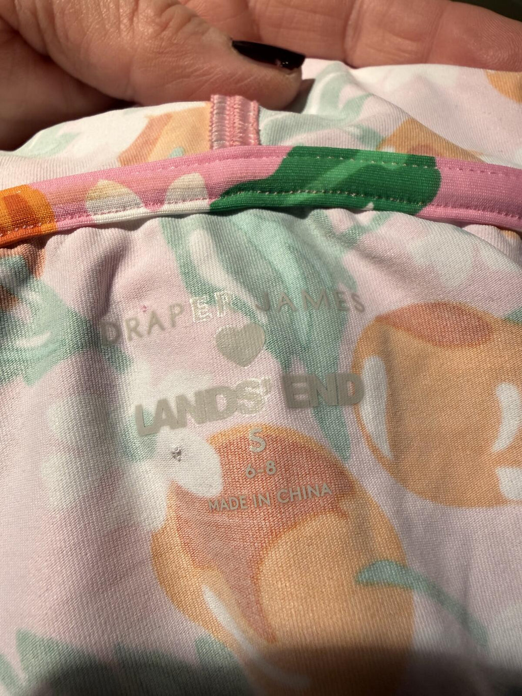 Draper James Pink Floral Zip-Up Hoodie with Orange Fruit Pattern