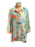 Rose + Olive Colorful Floral and Abstract Print Long Sleeve Shirt