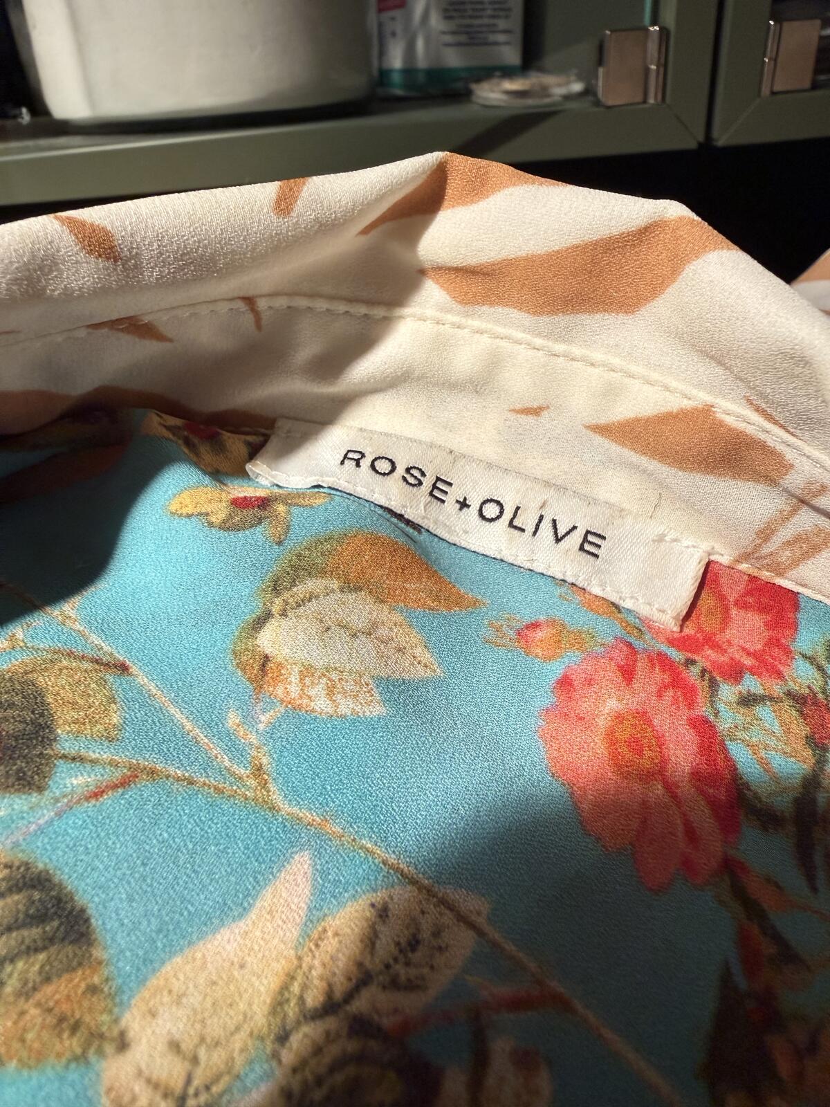 Rose + Olive Colorful Floral and Abstract Print Long Sleeve Shirt