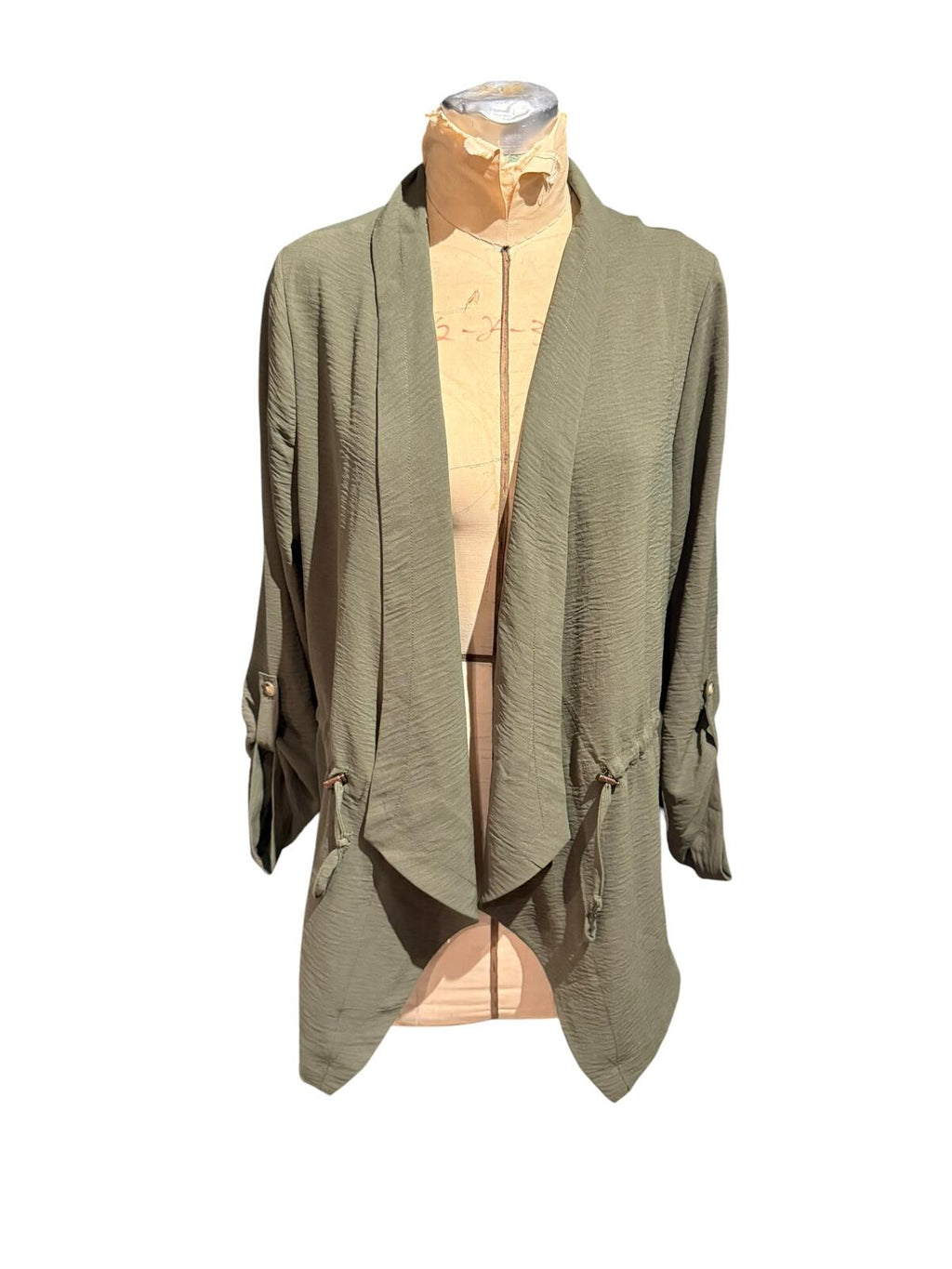 Rachel Zoe Olive Green Open Front Cardigan with Drawstring