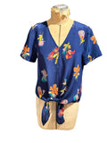 Madewell Floral Print Tie-Front Short Sleeve Blouse
