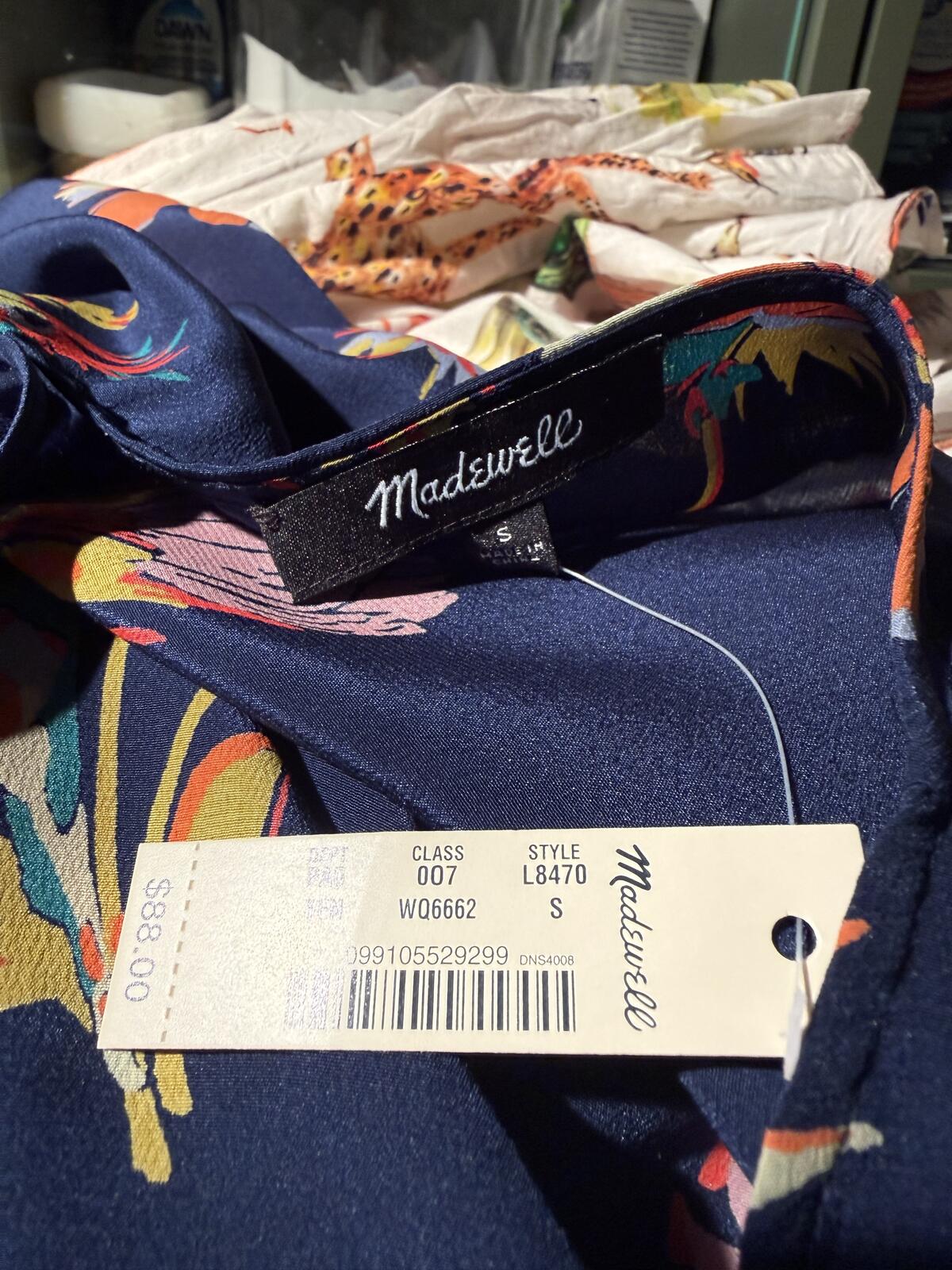 Madewell Floral Print Tie-Front Short Sleeve Blouse