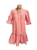 Yakira Bella Kiana Pink Ruffle Hem Dress with Smocked Sleeves