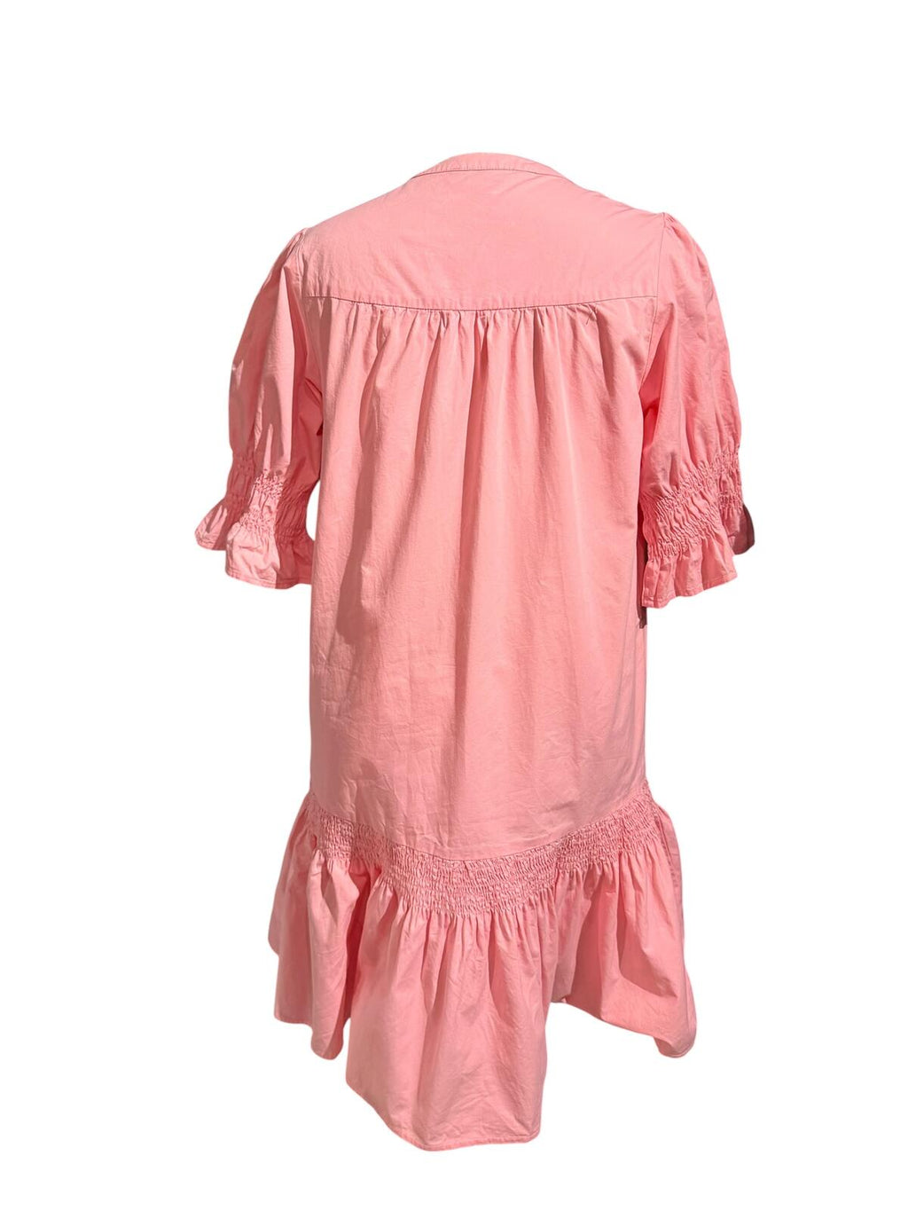 Yakira Bella Kiana Pink Ruffle Hem Dress with Smocked Sleeves