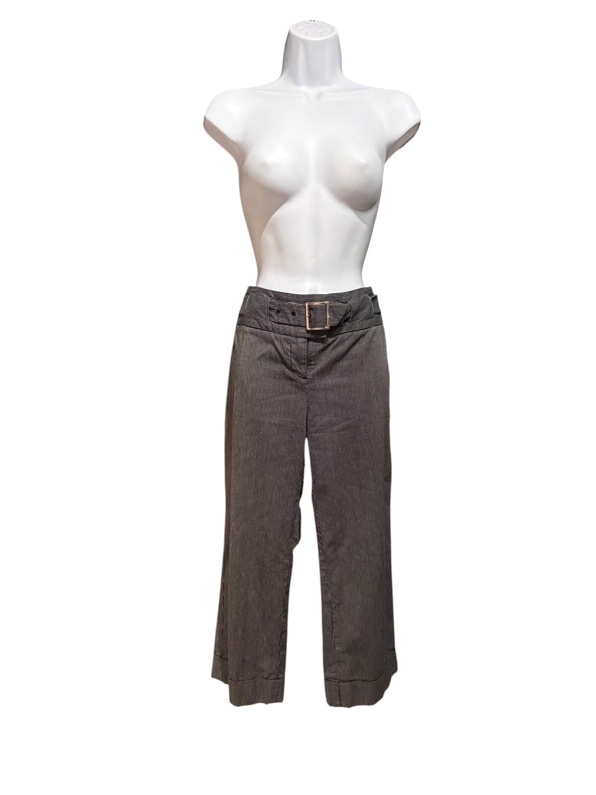 Willi Smith Gray Wide-Leg Cropped Belted Trousers