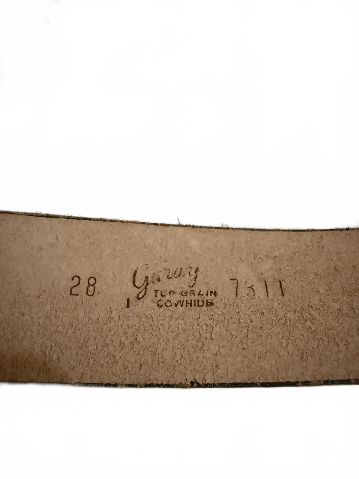 Garay Vintage Red Leather Belt with Unique Gold Tone Buckle