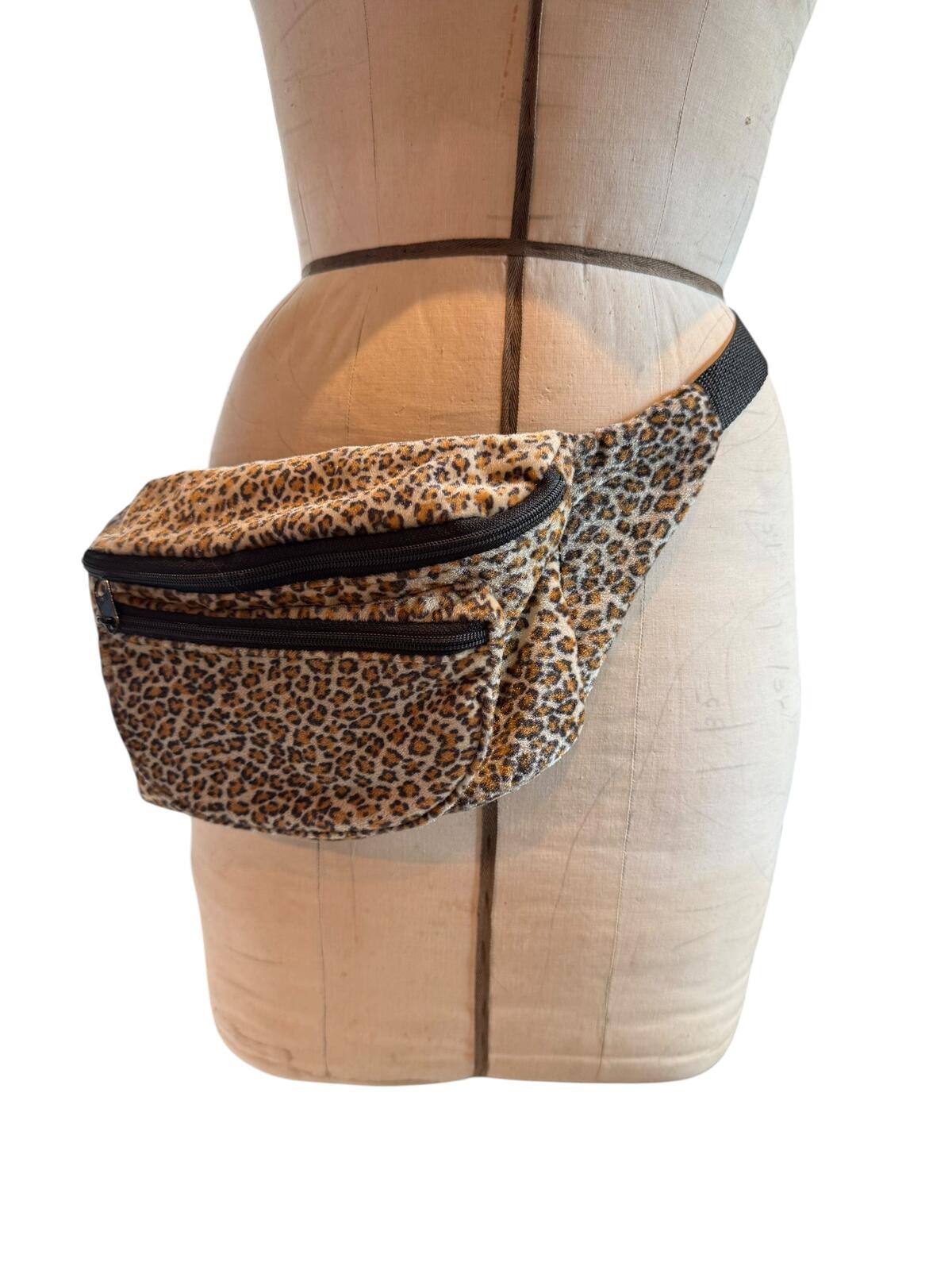 Leopard Print Fanny Pack Waist Bag with Dual Zippers