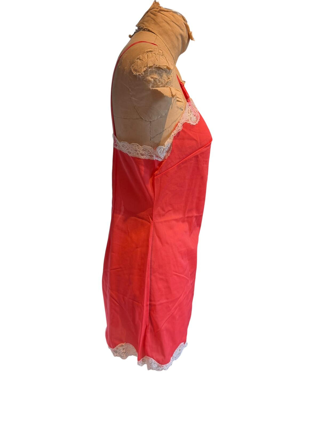 Sears Red Lace Trim Slip with Adjustable Straps