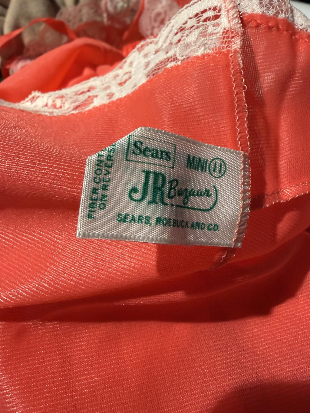 Sears Red Lace Trim Slip with Adjustable Straps