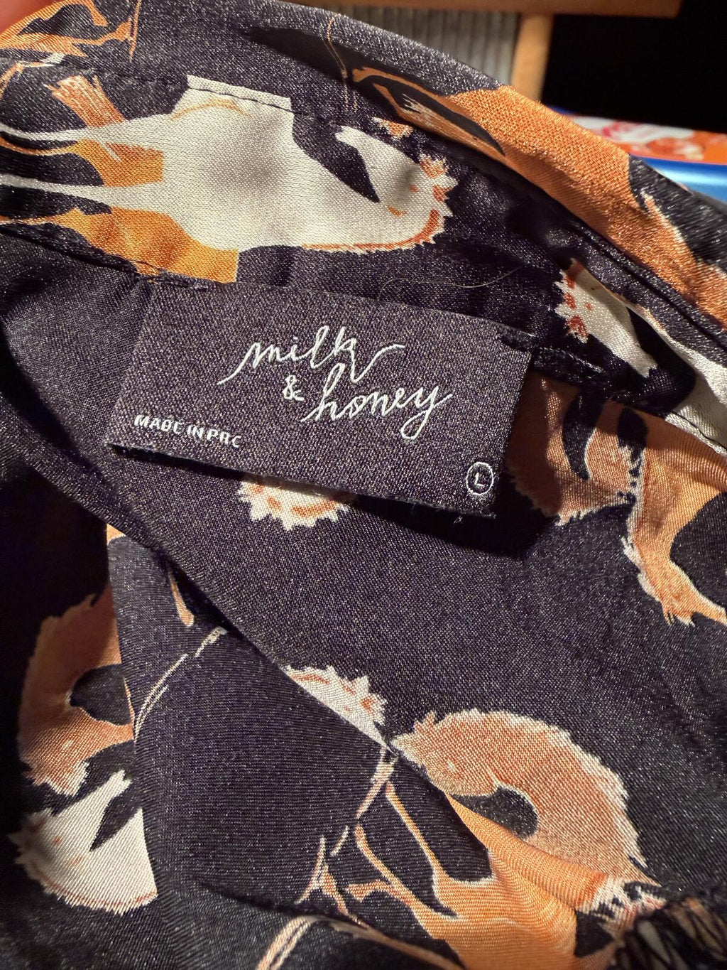 Milk & Honey Long Sleeve Horse Print Tie Front Blouse