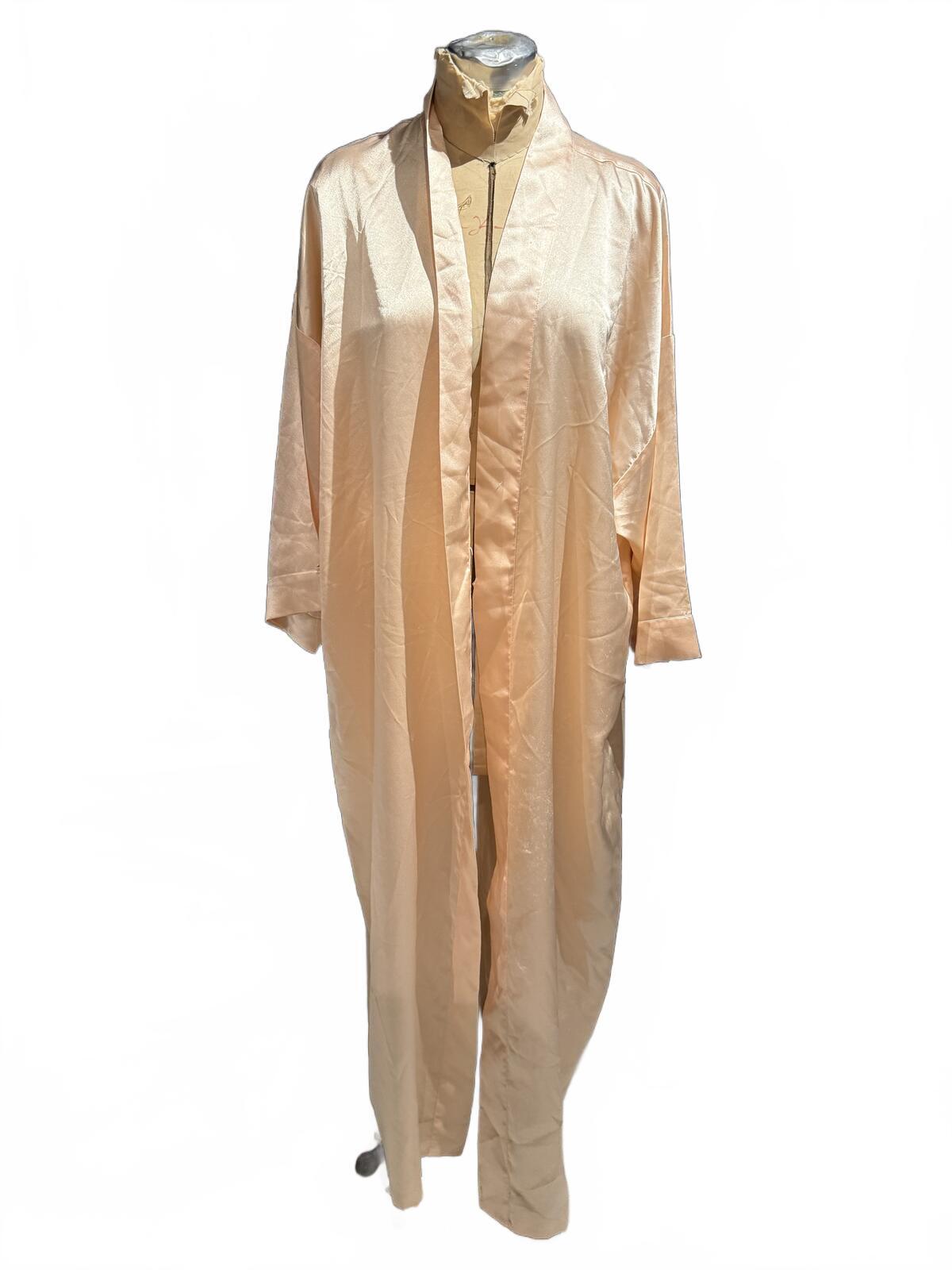 Christian Dior Long Blush Pink Satin Robe with Open Front