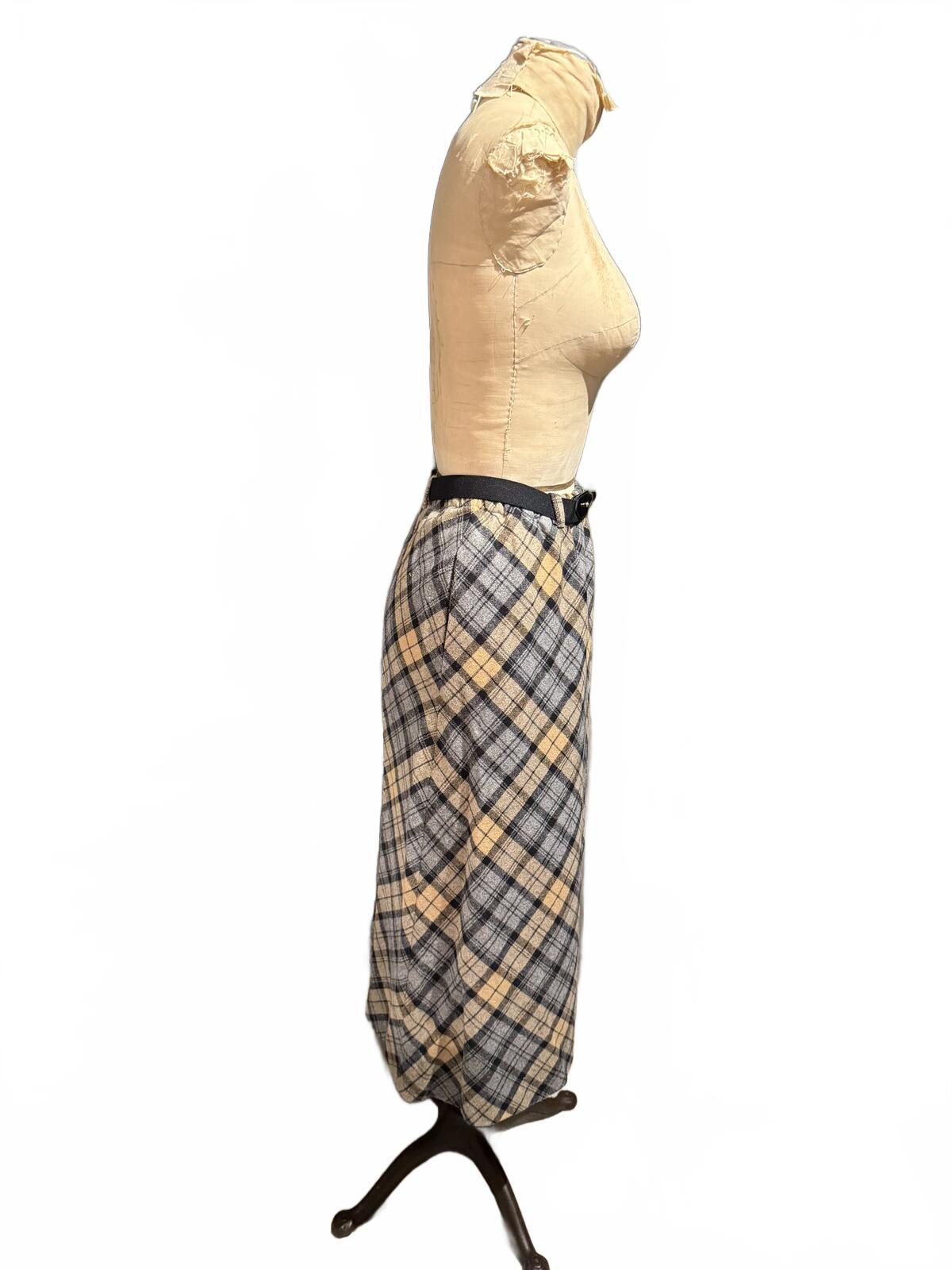 Century Vintage Plaid Midi Skirt with Belt