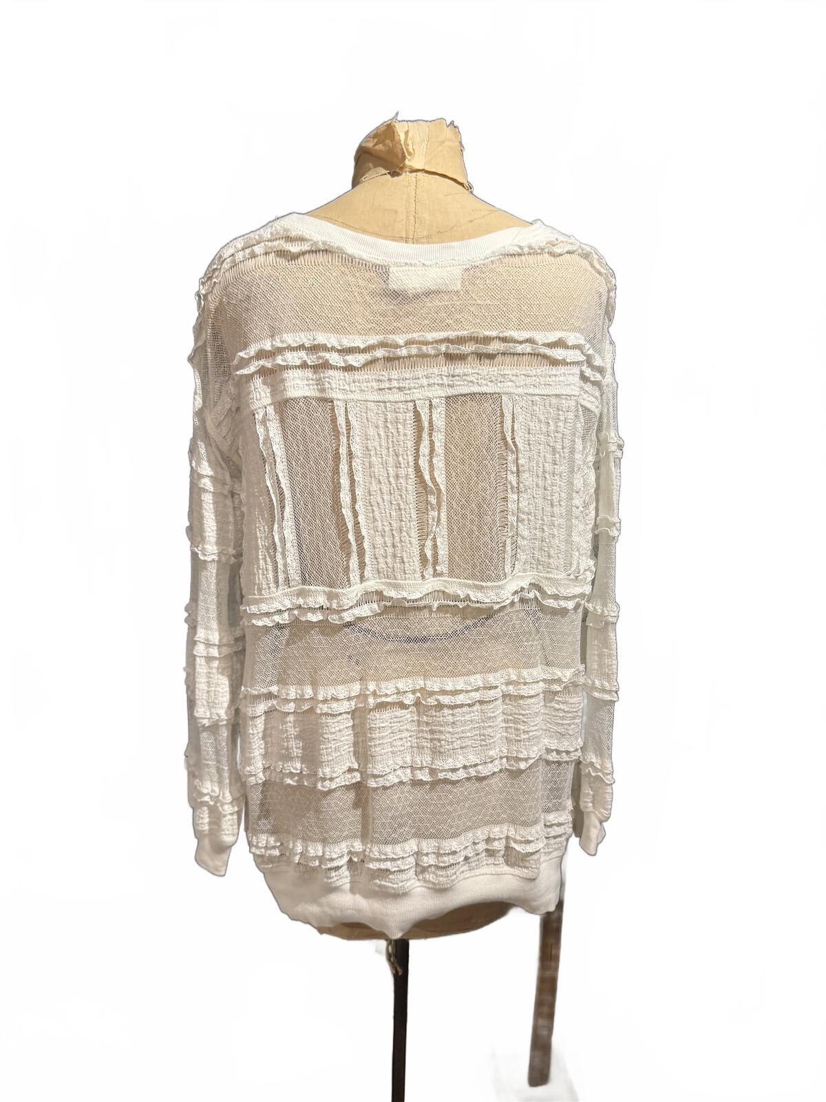 Skye’s The Limit Cream Textured Sheer Long Sleeve Knit Top