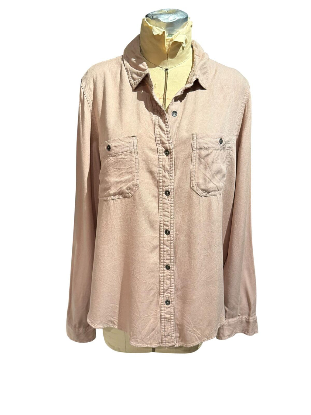 Mudd Light Pink Long Sleeve Button-Up Shirt with Chest Pockets