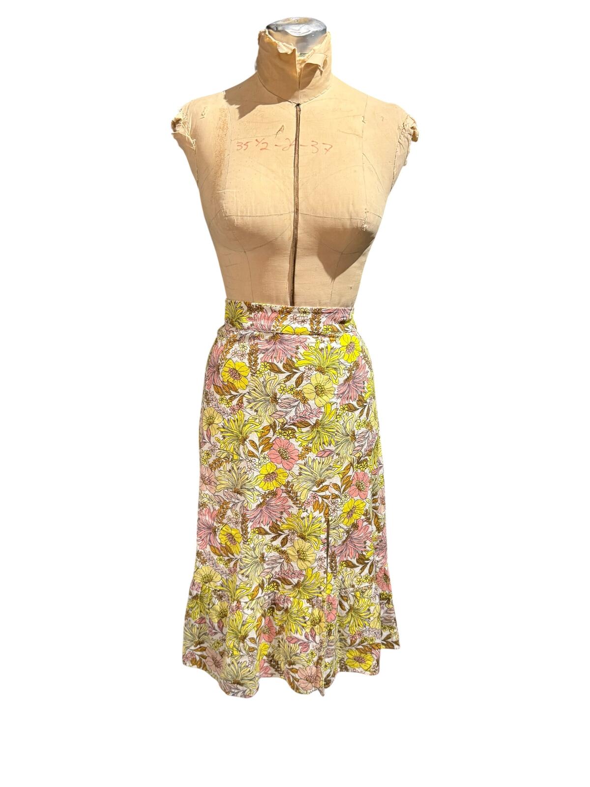 Loft Floral Midi Skirt with Ruffle Hem & Side Slit