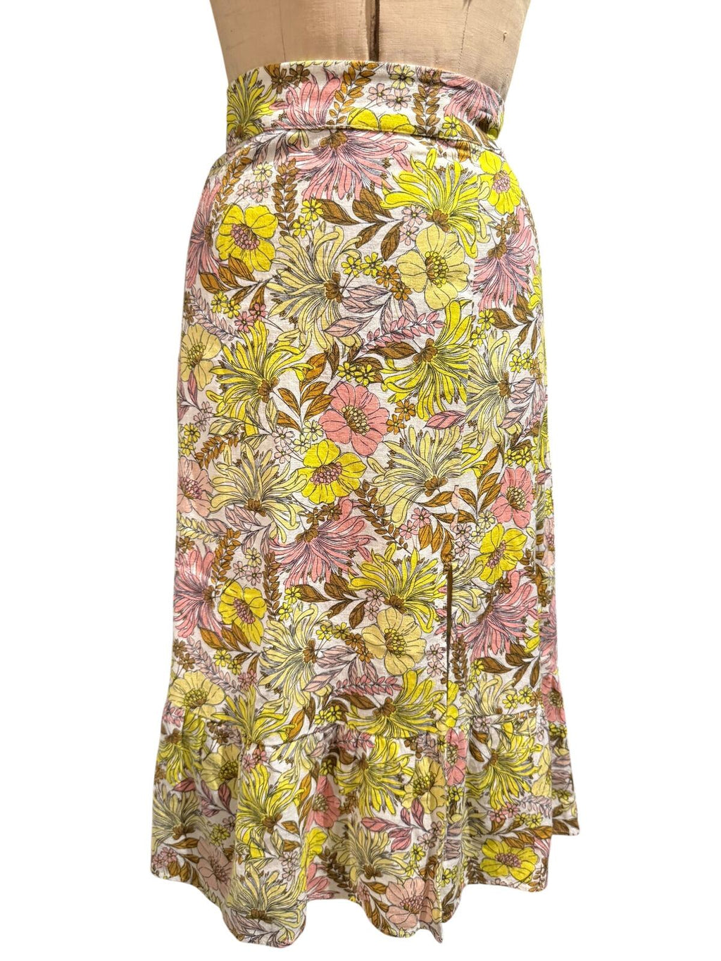 Loft Floral Midi Skirt with Ruffle Hem & Side Slit