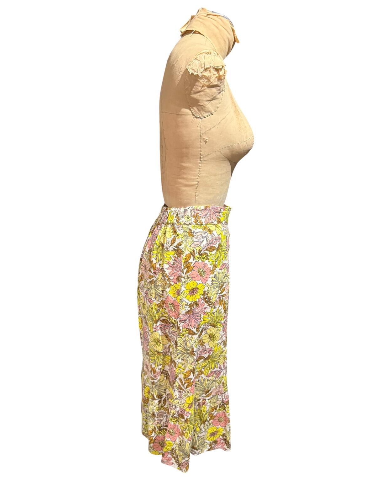Loft Floral Midi Skirt with Ruffle Hem & Side Slit