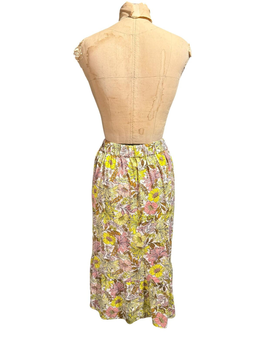 Loft Floral Midi Skirt with Ruffle Hem & Side Slit